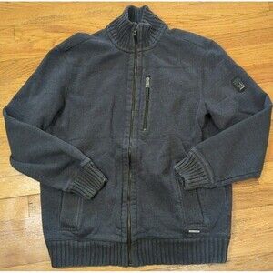 Vintage Men's Calvin Klein Gray Full Zip Up Sweater Jacket Sz M 90s Preppy Y2K